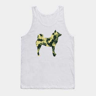 Lilly the Shiba Inu Silhouette - Camo on White Tank Top